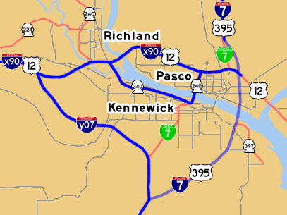 A close-up of the Tri-Cities