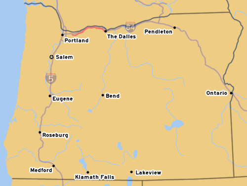 Historic Columbia River Highway's Routing from Newport to the Idaho Border at Nyssa