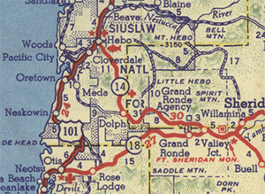 This 1941 Shell map shows OR-14's routing