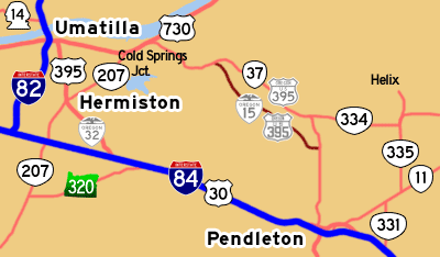 This map shows OR-15's former alignment