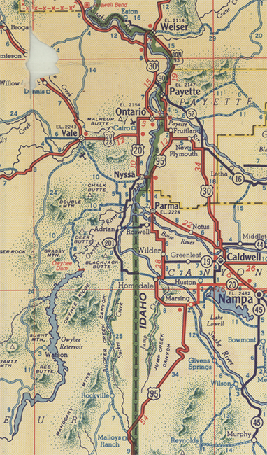 This map shows OR-201's alignment in 1948.