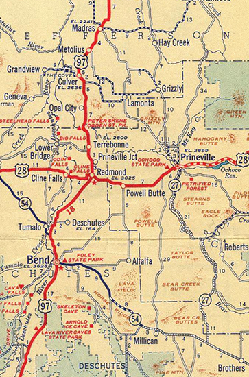 This map shows OR-27's alignment in 1935.