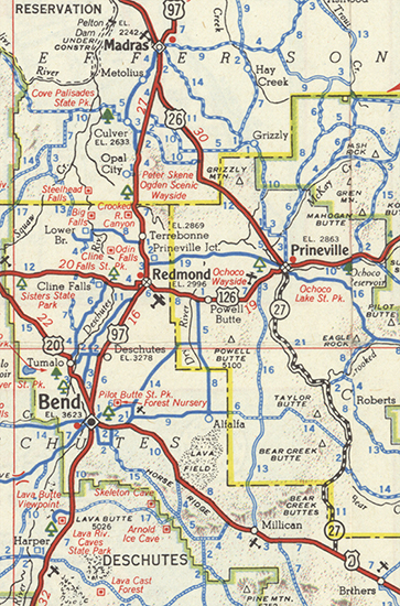 This map shows OR-27's alignment in 1958.