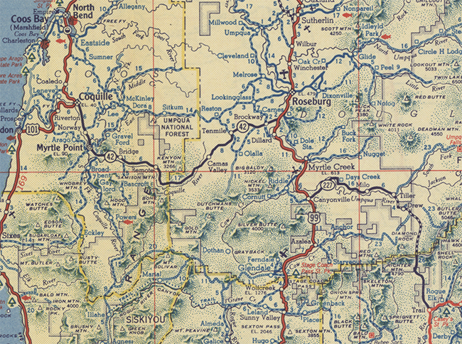 This map shows OR-42's alignment in 1948.