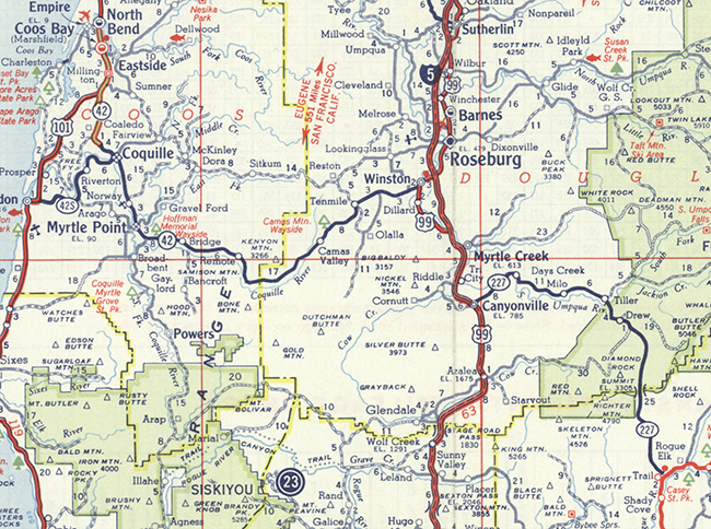 This map shows OR-42's alignment in 1963.