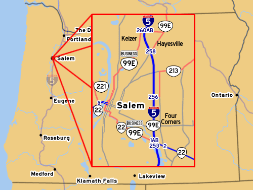 OR-99E Business's Routing through Salem