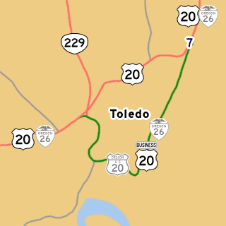 This map shows US-20's previous alignment through Toledo