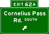 Exit 62A: Cornelius Pass Rd. South
