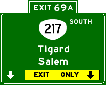 Exit 69A: OR-217 South, Tigard, Salem