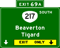 Exit 69A: OR-217 South, Beaverton, Tigard
