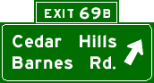 Exit 69B: Cedar Hills, Barnes Rd.