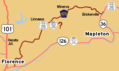 This map shows US-28's alignment from Florence to Brickerville