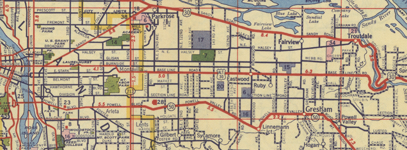 This map shows US-30 Alternate's alignment in 1948.