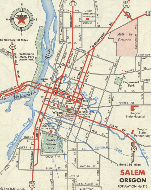 This map shows US-99E Truck's vanishing by 1958.